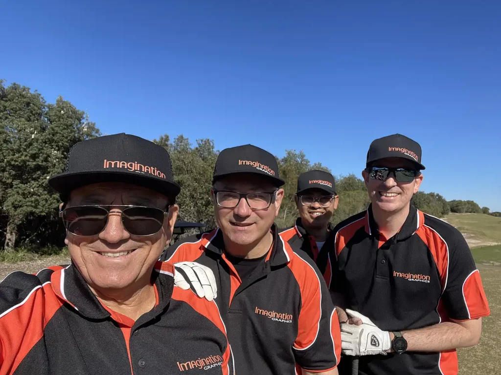 Emmanuel, Wayne, Judi and Todd on the golf course